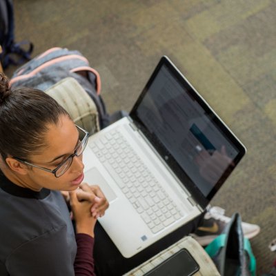 Student nurse on laptop