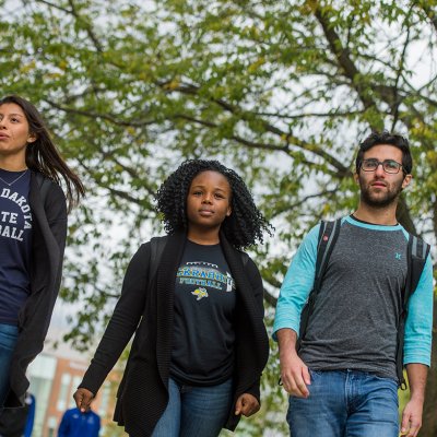 Students walking on campus