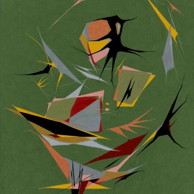 Oscar Howe, War Dancer, casein on paper, 1968 South Dakota Art Museum Collection, 2016.04.1. SD Masterworks Society. © Used with permission, Oscar Howe Estate