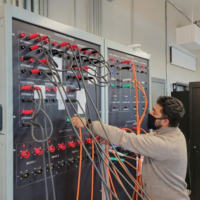 Student working in microgrid lab