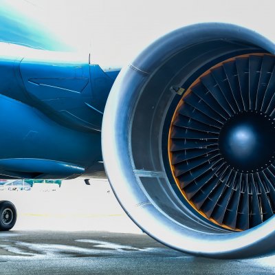 View of a jet engine.