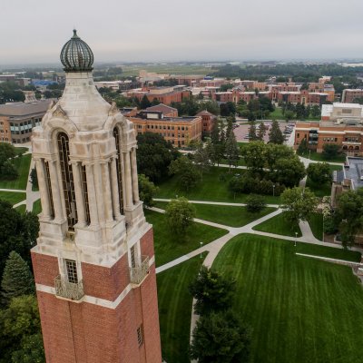 Aerial photo of SDSU campus with Campanile