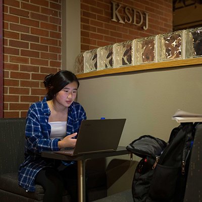 student working on their laptop 