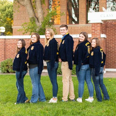 Students standing in a group.