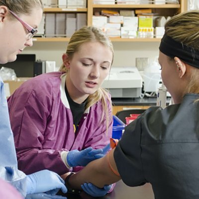 SDSU does phlebotomy work in a lab on campus.