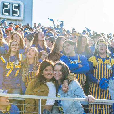 Jackrabbit fans cheer on the football team at Dana J. Dykhouse Stadium. 