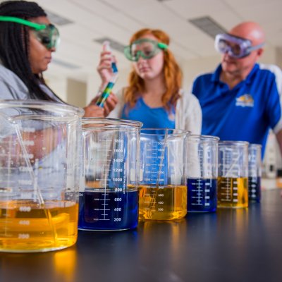 Chemistry students with instructor.