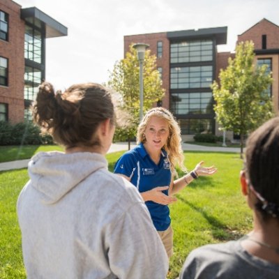 Students taking campus tour