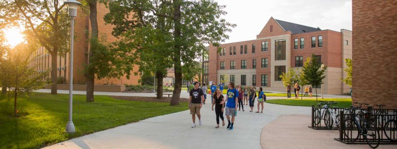 Students walking on campus