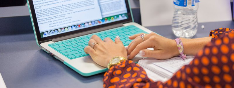 Student on computer