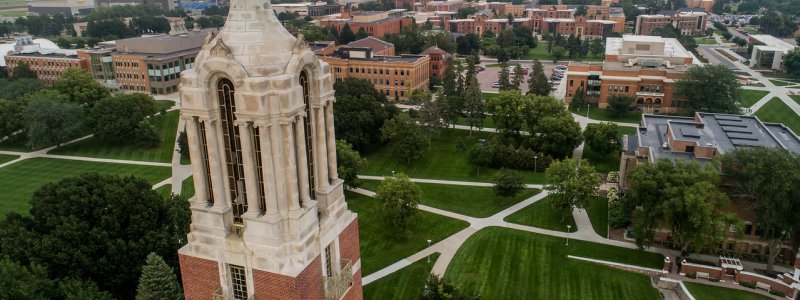 Aerial photo of SDSU campus with Campanile