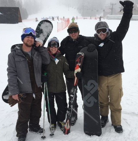 students skiing