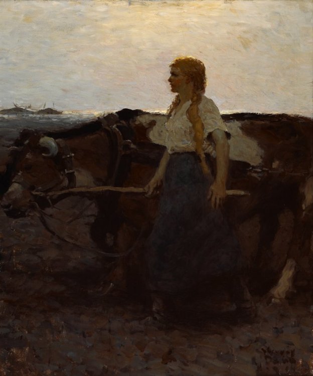 Harvey Dunn, Girl Driving Oxen, 1914