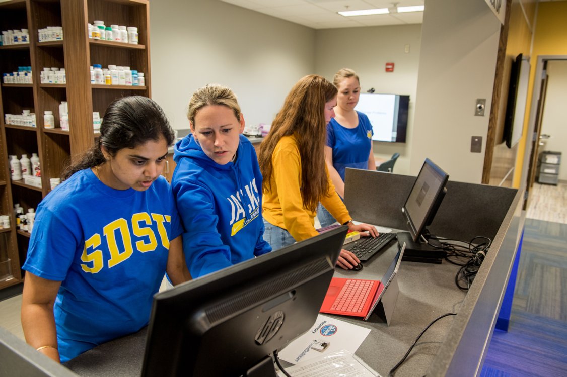 Students working on computers