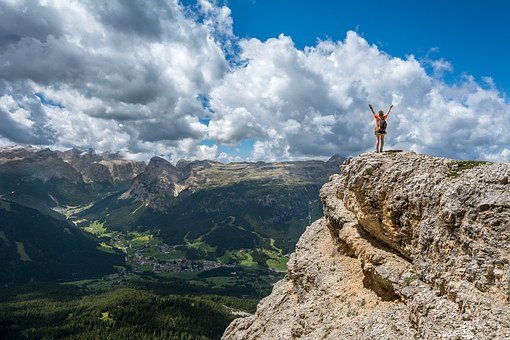 Person on top of mountain