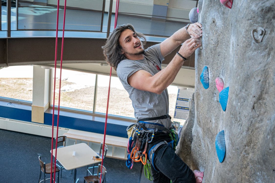 Climber ascending the wall