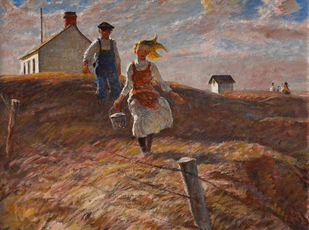 Harvey Dunn, After School, oil on canvas, 1950