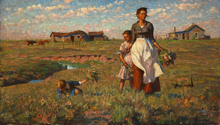 Harvey Dunn, The Prairie is My Garden, oil on canvas, 1950