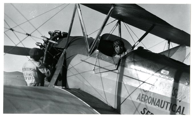 "Josephine Jumping Eagle in Airoplane" photograph by Eugene Buechel