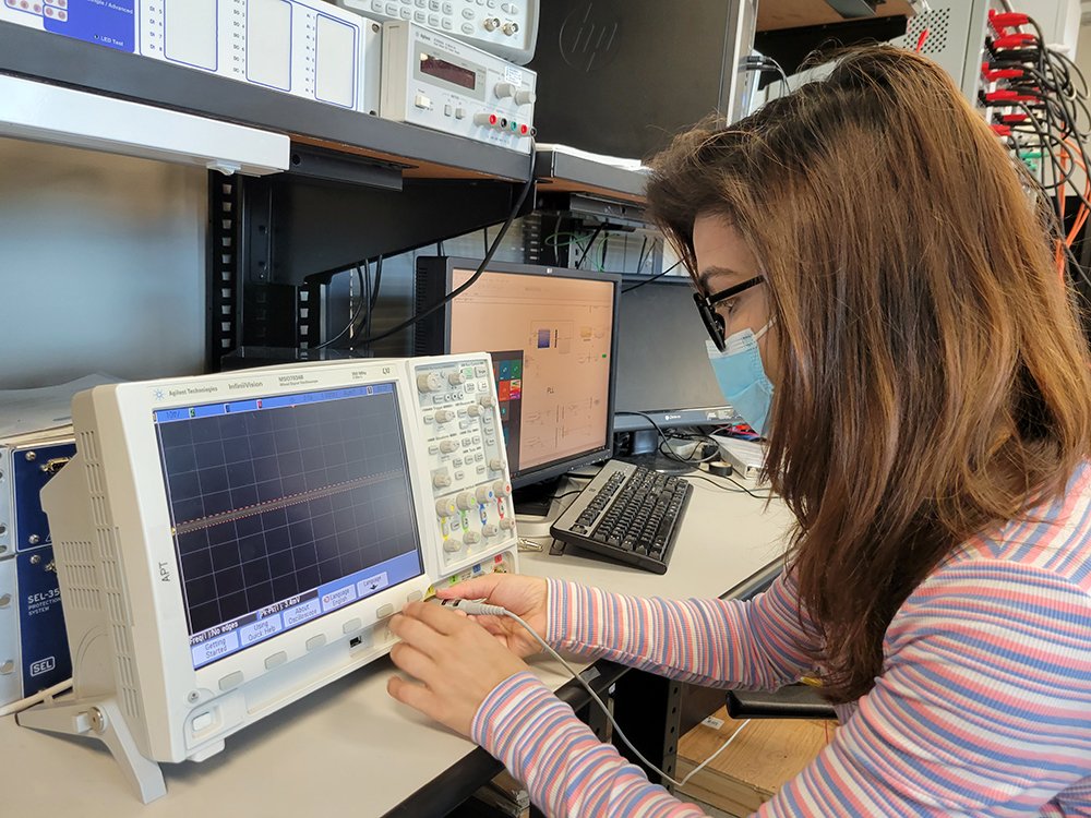 Student working in microgrid lab