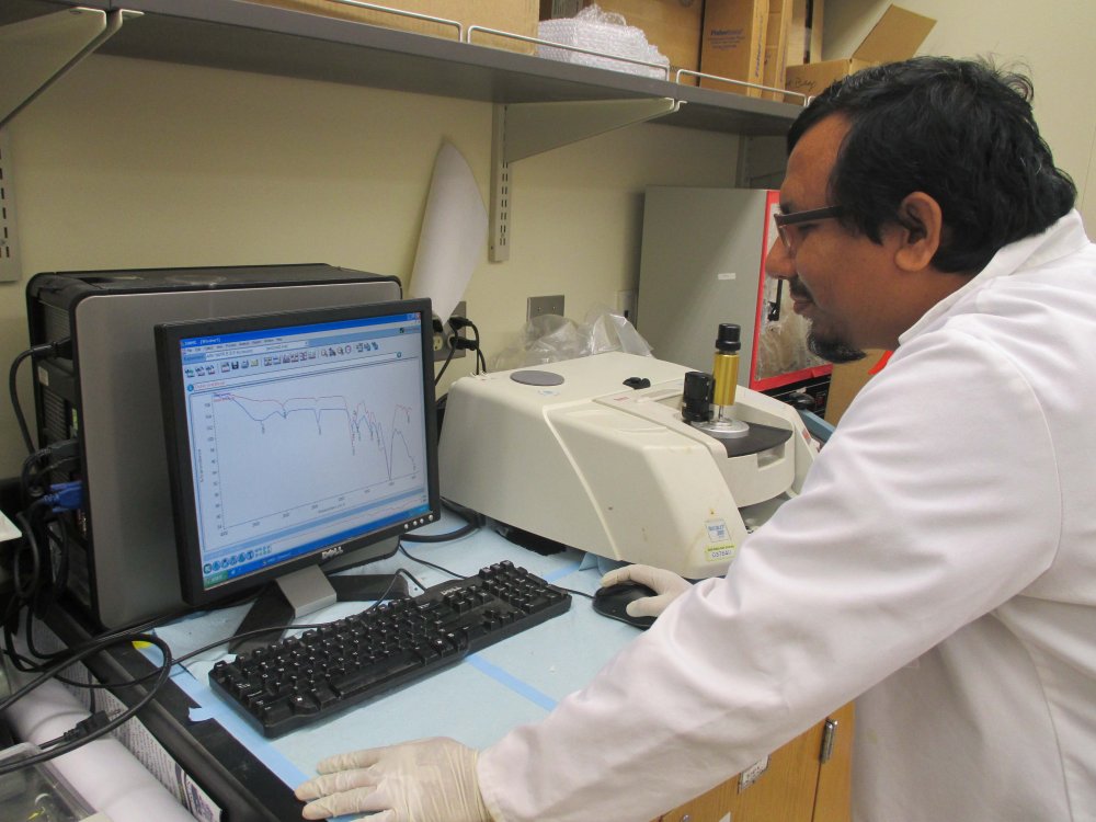 researcher looking at a monitor