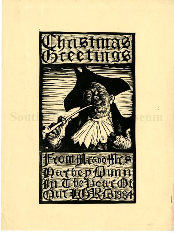 Harvey Dunn family Christmas Greetings woodcut