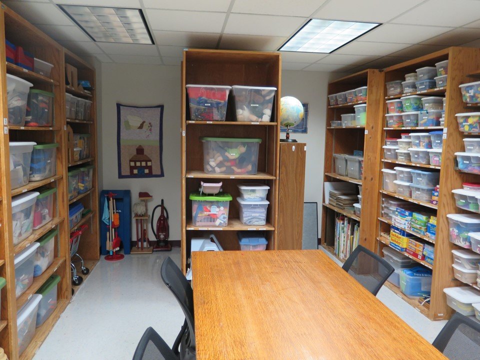 Another perspective of the storage spaces in the Resource Room. 