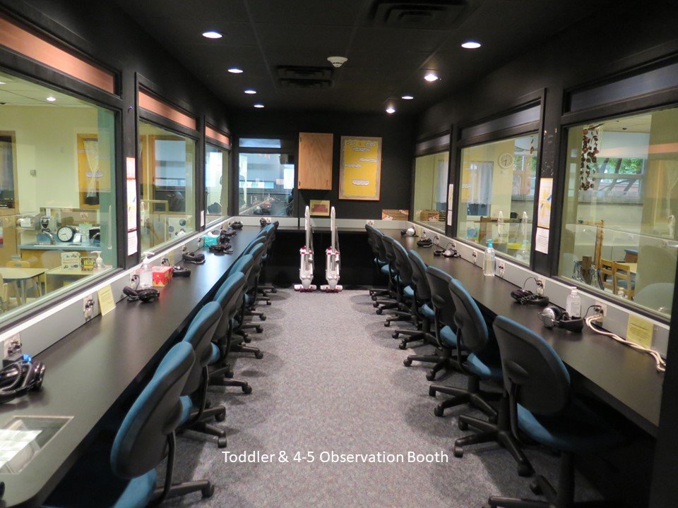 This is a shared booth with one side for toddlers and the other side looks into the 4 & 5 year old classroom.