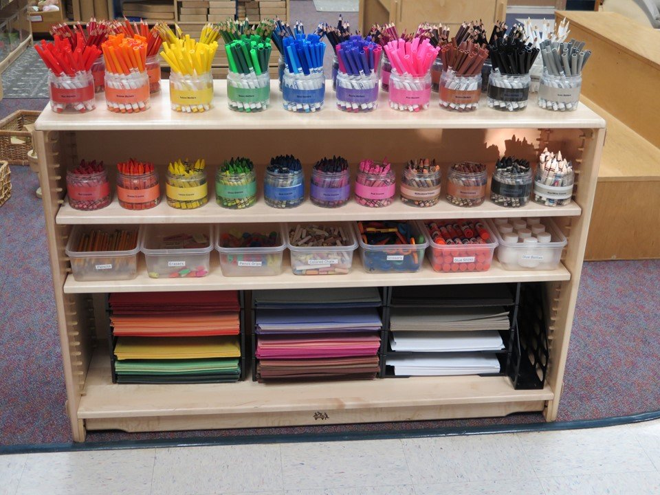 4 & 5 year old classroom art shelf. 