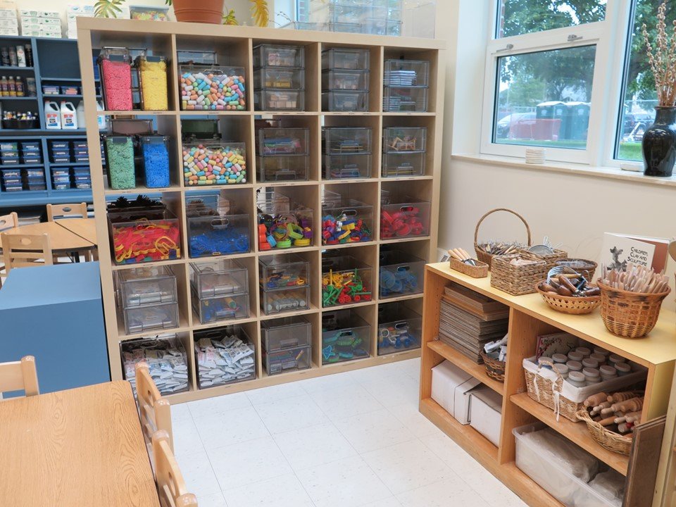 The dough, ink stampers and clay portion of the art studio.