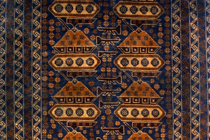 Afghan war rug with tanks (details)