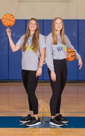 Nelson and Selland on the basketball court