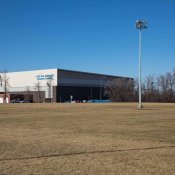 The Warren E. Williamson Intramural Field with Sanford Athletic Complex building in the background.